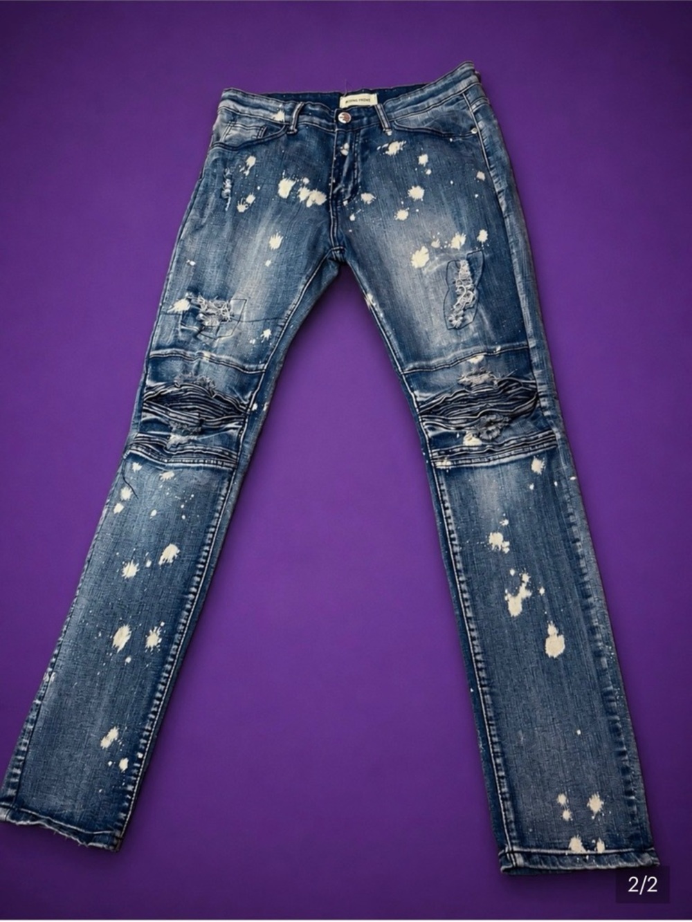 32/32 Men's Blue Distressed Slim Jeans